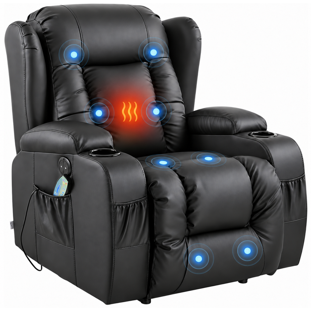 Recliner Chair with Heat Massage Vibration Zero Gravity Cup Holders