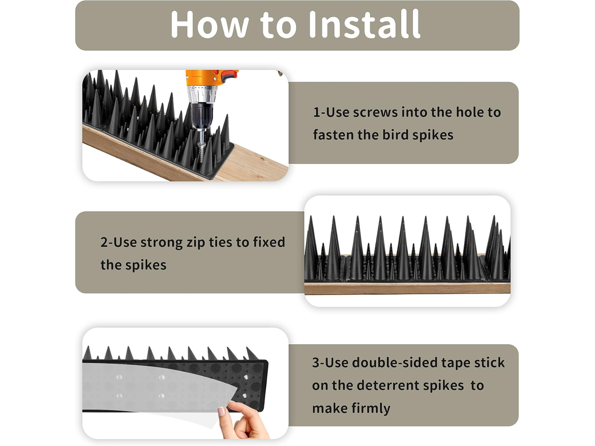 Bird Spikes 22 Pack 21.6FT Animal Deterrent for Fences Roofs Railings and Ledges