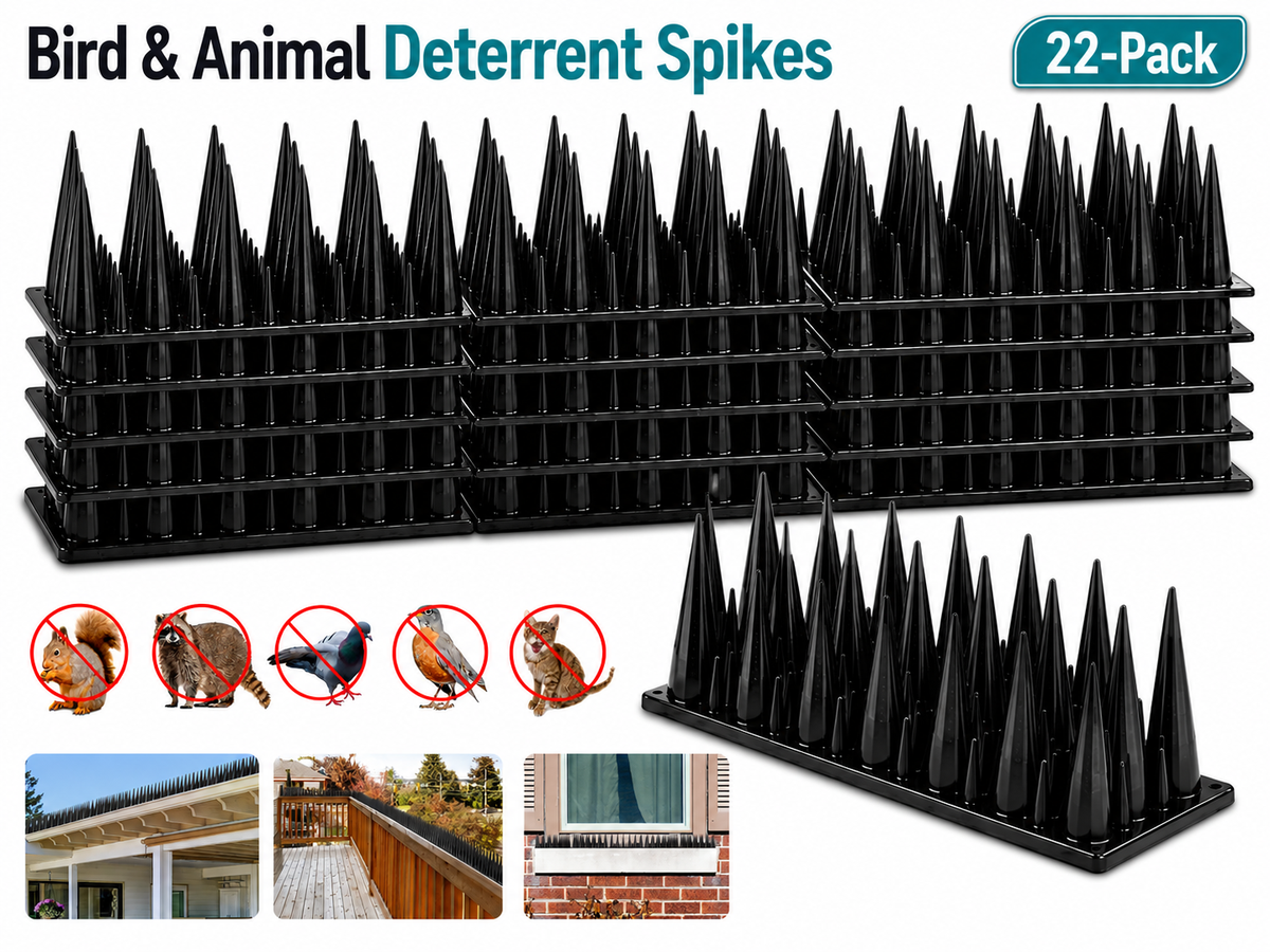 Bird Spikes 22 Pack 21.6FT Animal Deterrent for Fences Roofs Railings and Ledges