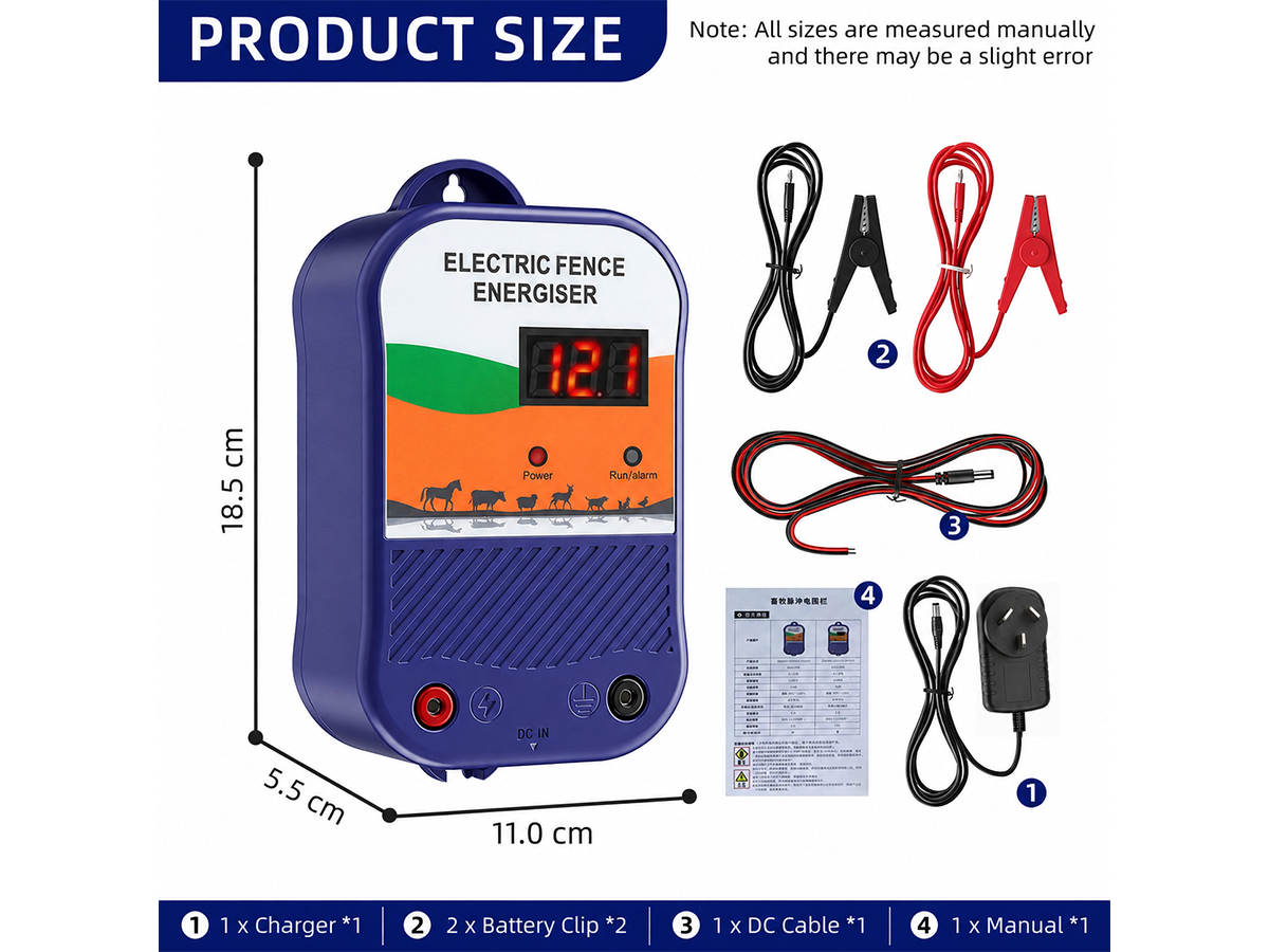 Electric Fence Energizer Waterproof Fence Energiser with Mains Battery Solar Power Options