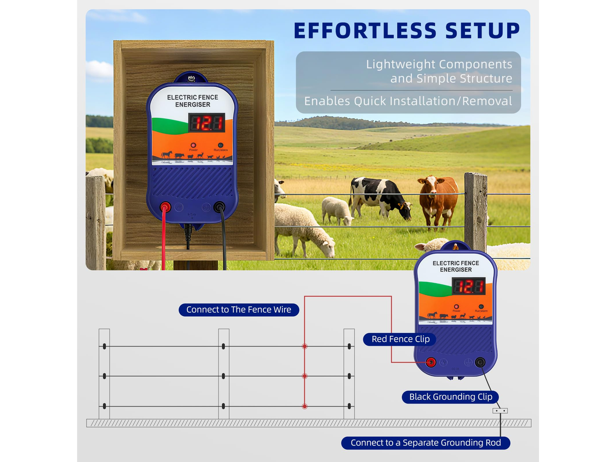 Electric Fence Energizer Waterproof Fence Energiser with Mains Battery Solar Power Options