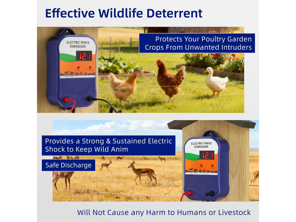 Electric Fence Energizer Waterproof Fence Energiser with Mains Battery Solar Power Options