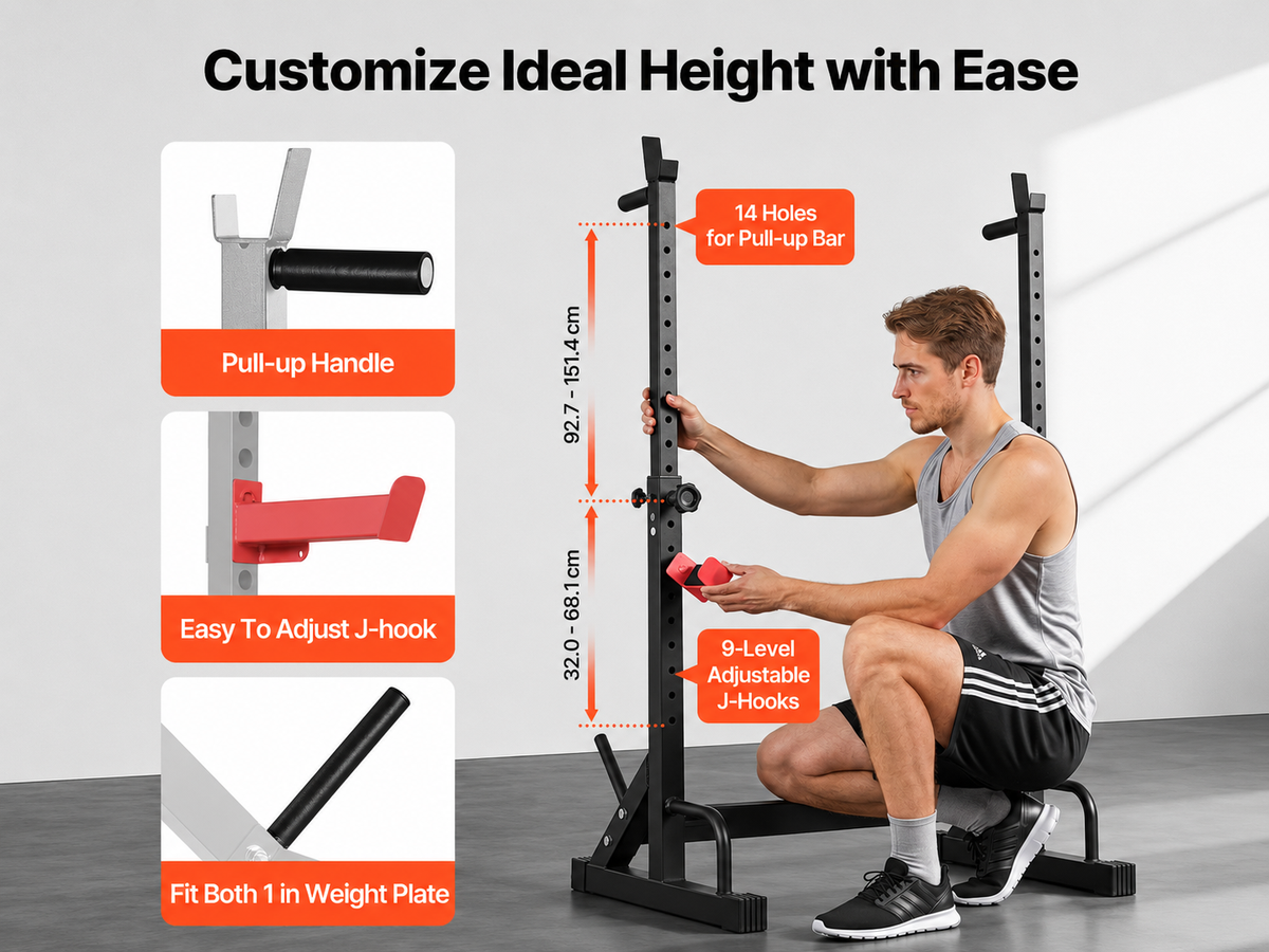 Adjustable Squat Rack Home Gym Strength Training Stand