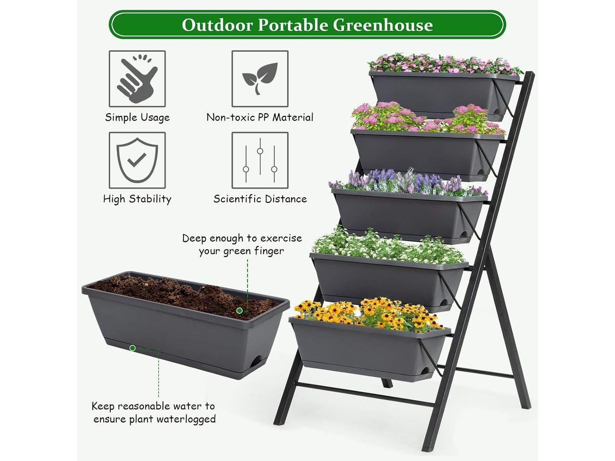 Vertical Raised Garden Bed 5 Tier Elevated Planter with Drainage System