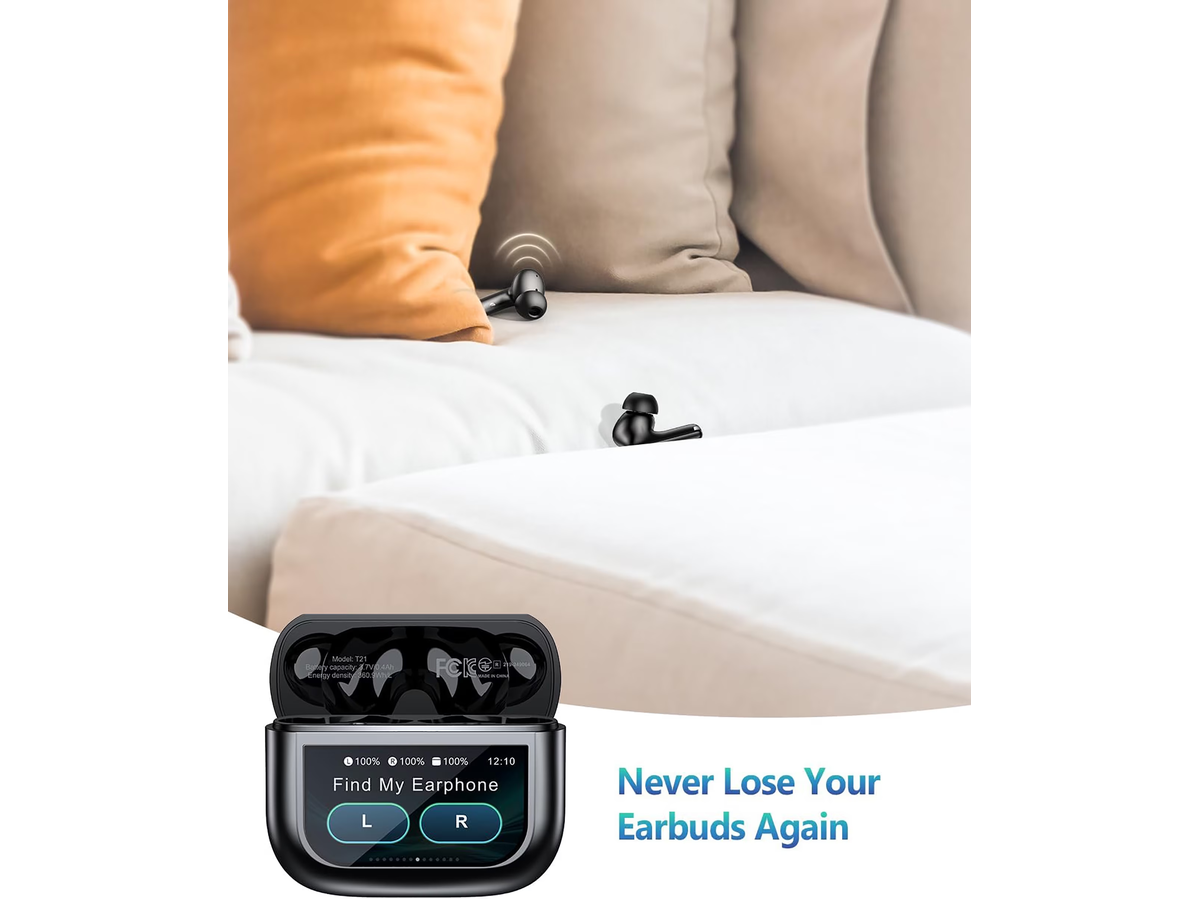 Wireless Bluetooth Earbuds with Touchscreen Charging Case