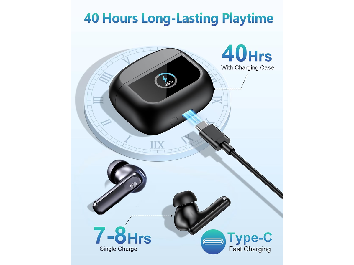 Wireless Bluetooth Earbuds with Touchscreen Charging Case