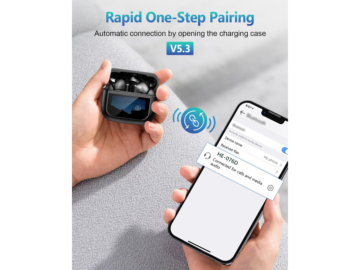 Wireless Bluetooth Earbuds with Touchscreen Charging Case