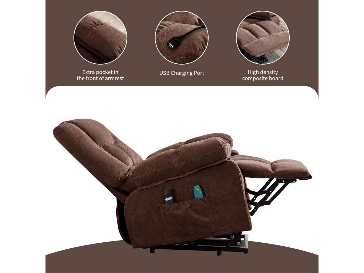Power Lift Recliner Chair with Heat Massage USB Charging
