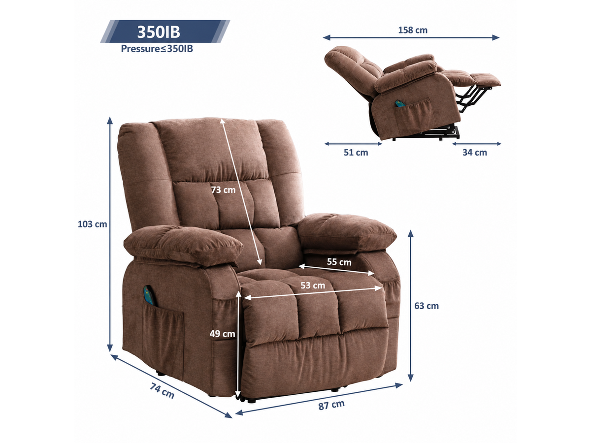 Power Lift Recliner Chair with Heat Massage USB Charging