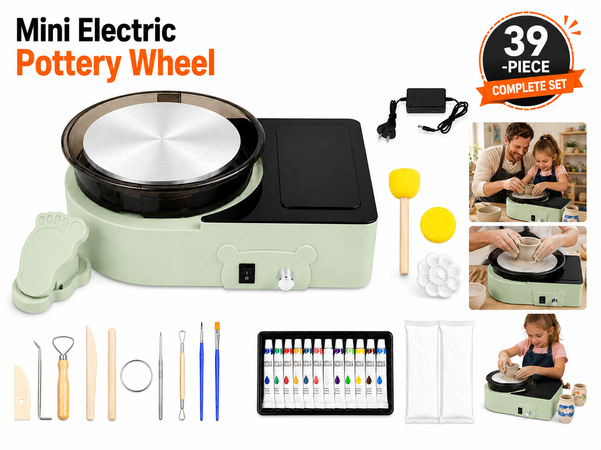 Mini Pottery Wheel 6 Inch Electric Clay Wheel with Foot Pedal