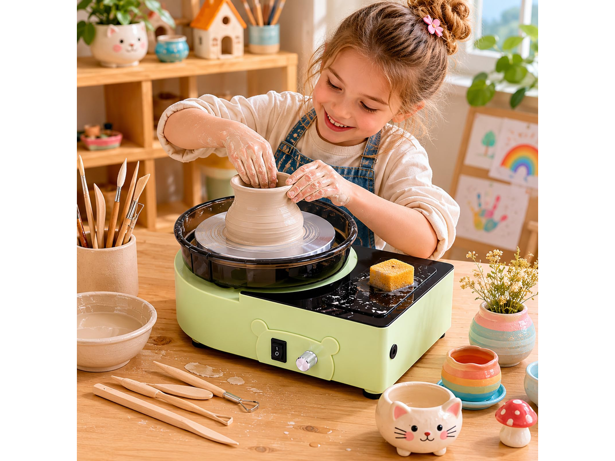 Mini Pottery Wheel 6 Inch Electric Clay Wheel with Foot Pedal