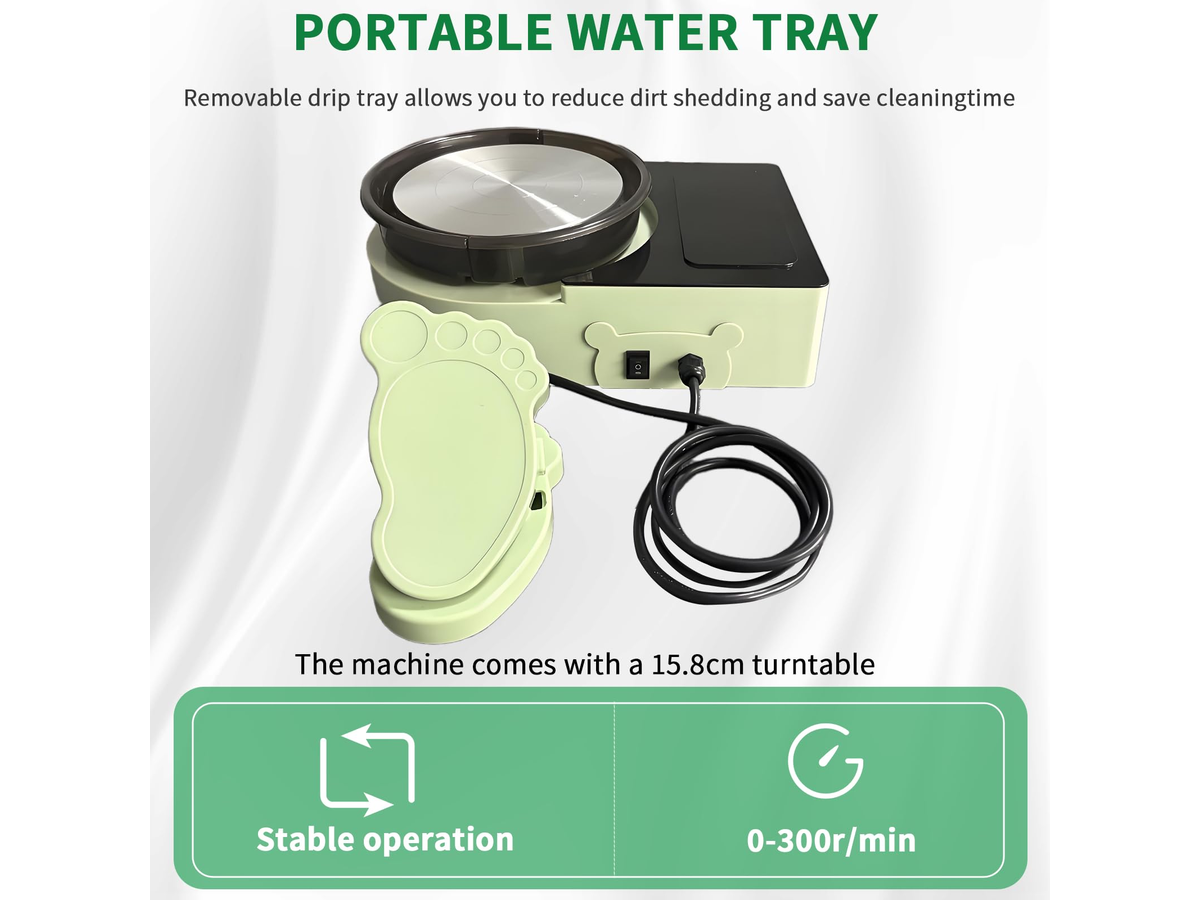 Mini Pottery Wheel 6 Inch Electric Clay Wheel with Foot Pedal