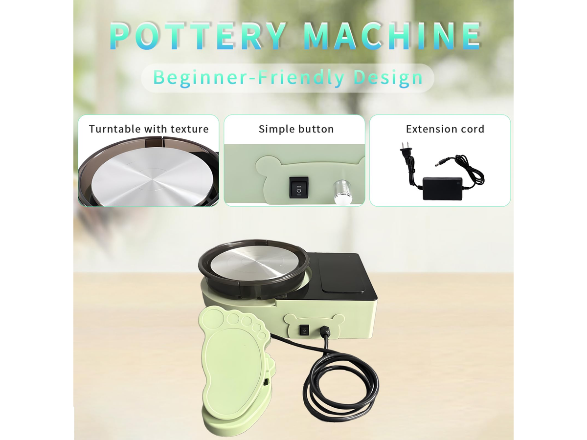 Mini Pottery Wheel 6 Inch Electric Clay Wheel with Foot Pedal