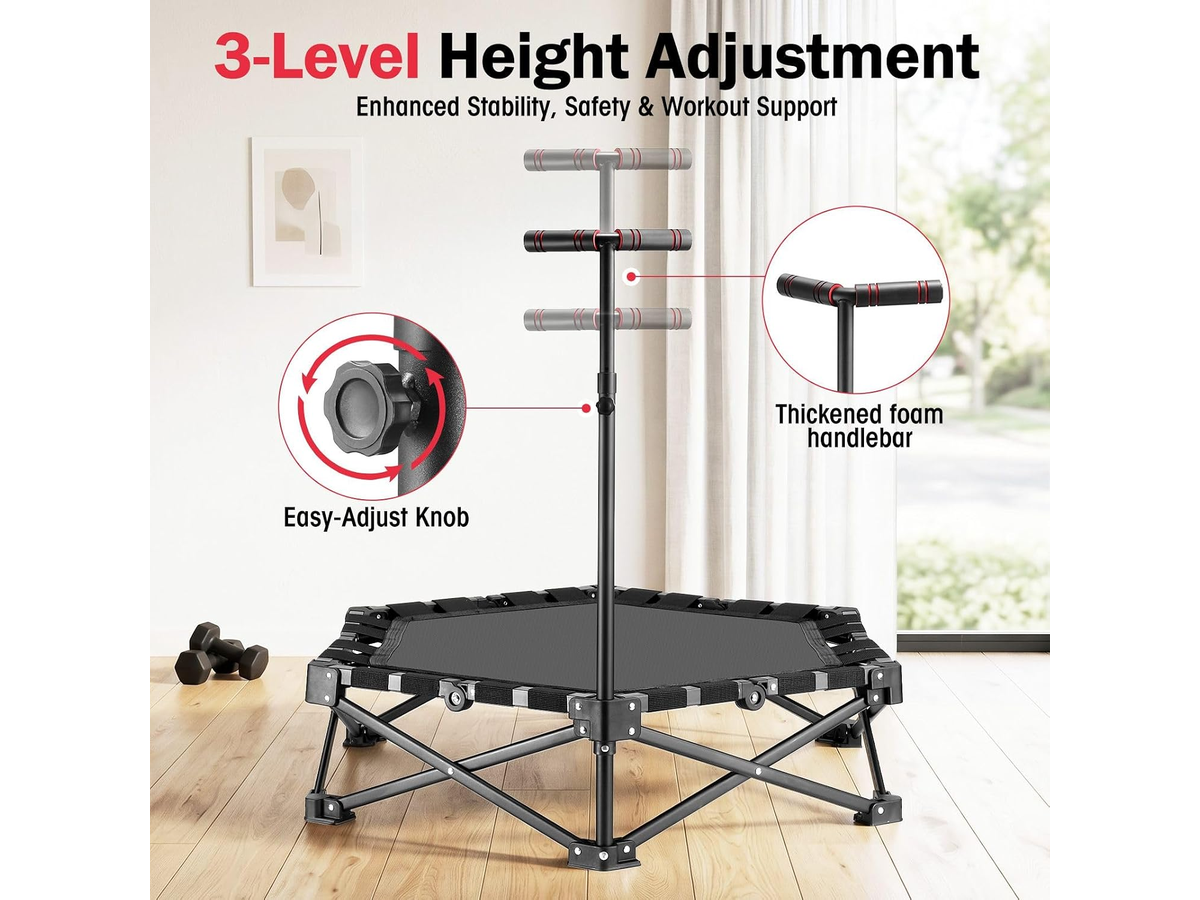 Trampoline Rebounder 42 Inch Foldable Fitness Trampoline with Adjustable Handle