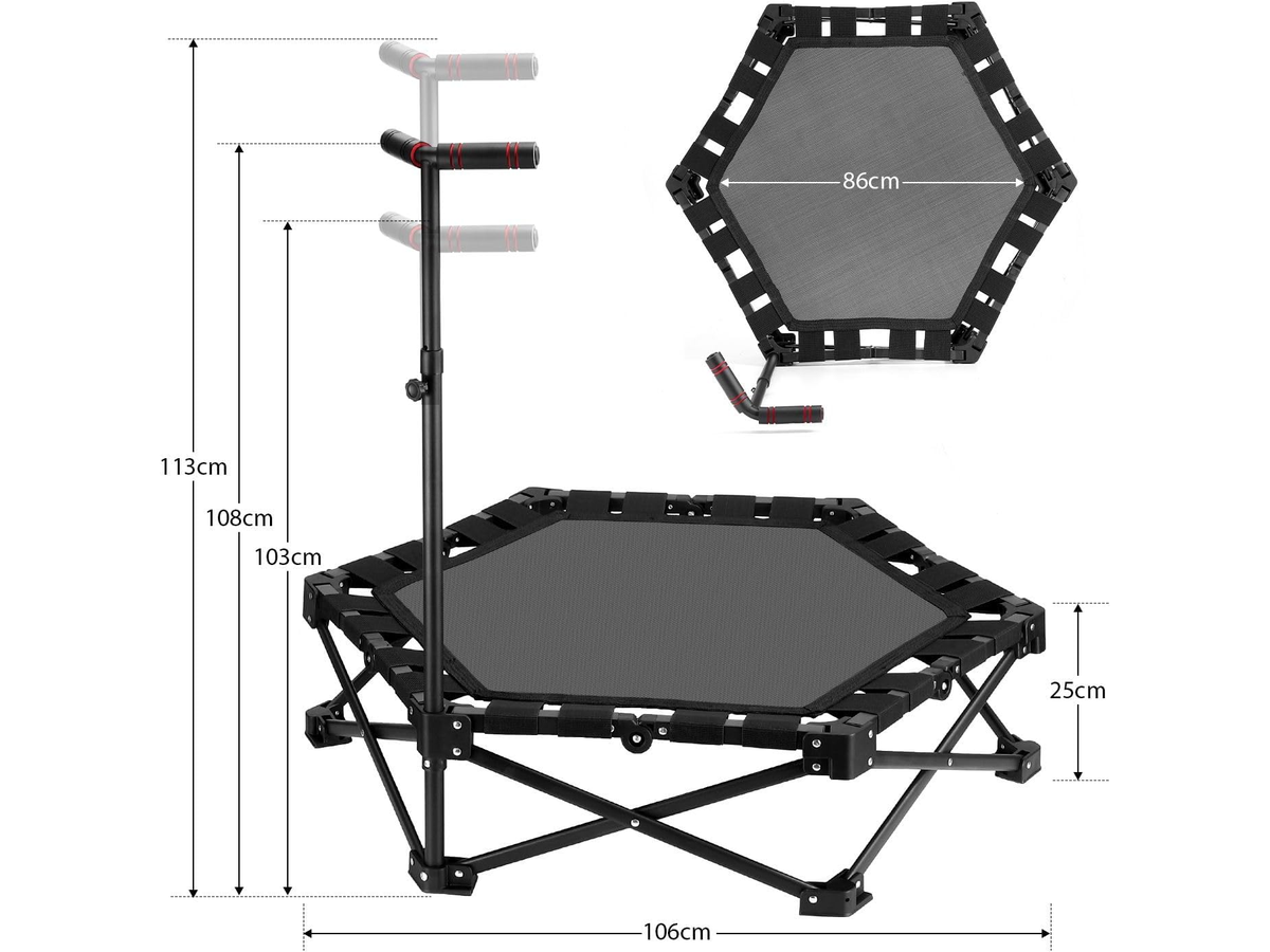 Trampoline Rebounder 42 Inch Foldable Fitness Trampoline with Adjustable Handle