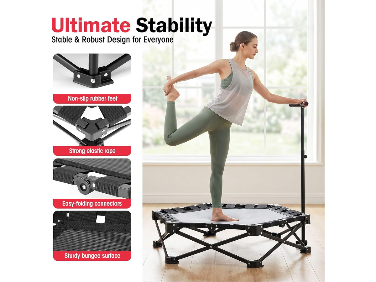 Trampoline Rebounder 42 Inch Foldable Fitness Trampoline with Adjustable Handle