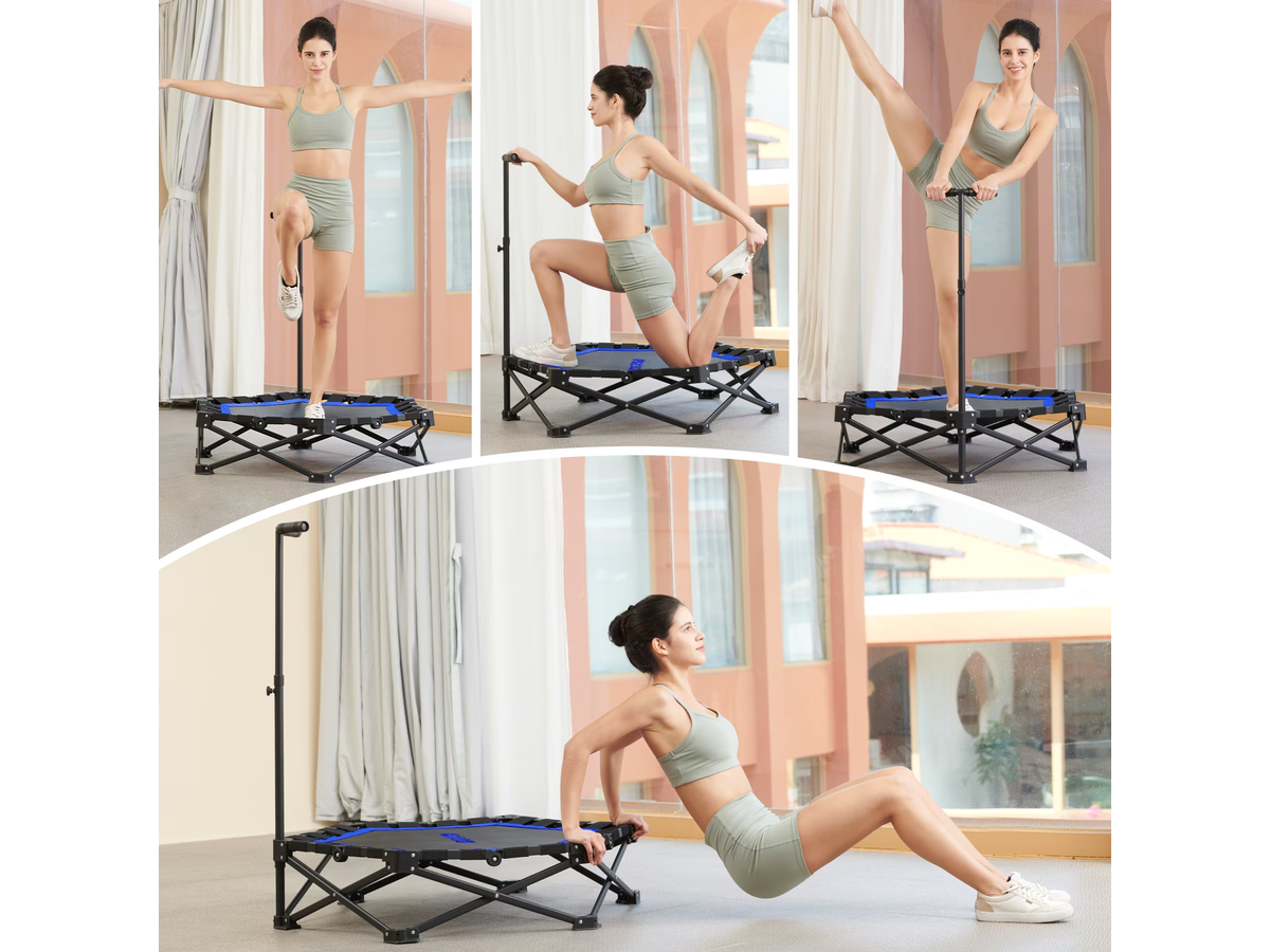 Trampoline Rebounder 42 Inch Foldable Fitness Trampoline with Adjustable Handle