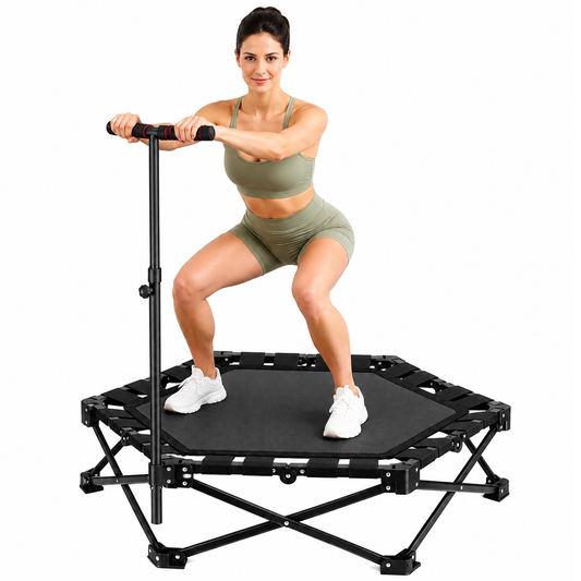 Trampoline Rebounder 42 Inch Foldable Fitness Trampoline with Adjustable Handle