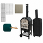 Outdoor Pizza Oven Wood Fired Pizza Maker with Pizza Stone Peel Grill Rack & Thermometer