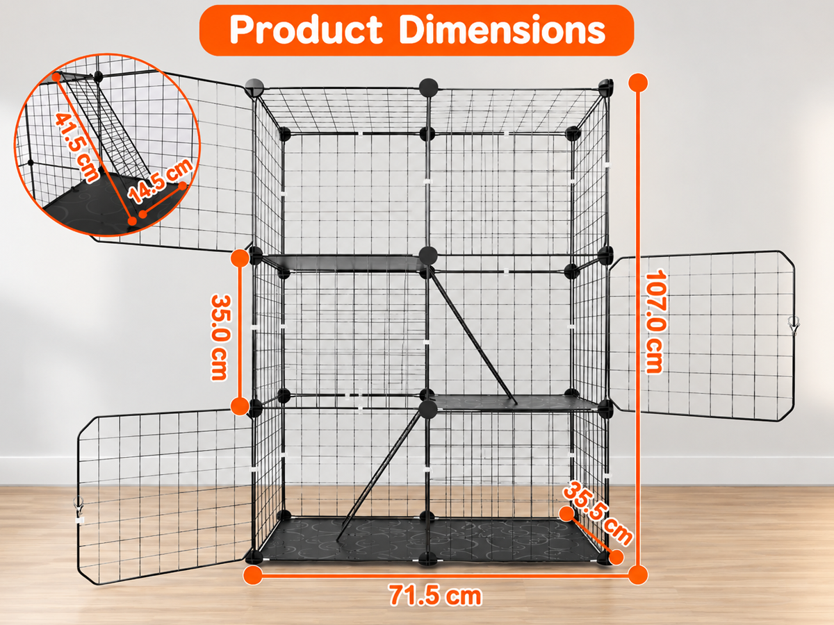 Cat Cage Enclosure Crate 3 Tier Detachable Indoor Pet Cage