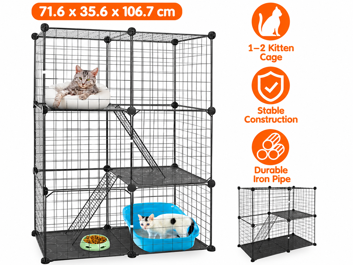 Cat Cage Enclosure Crate 3 Tier Detachable Indoor Pet Cage
