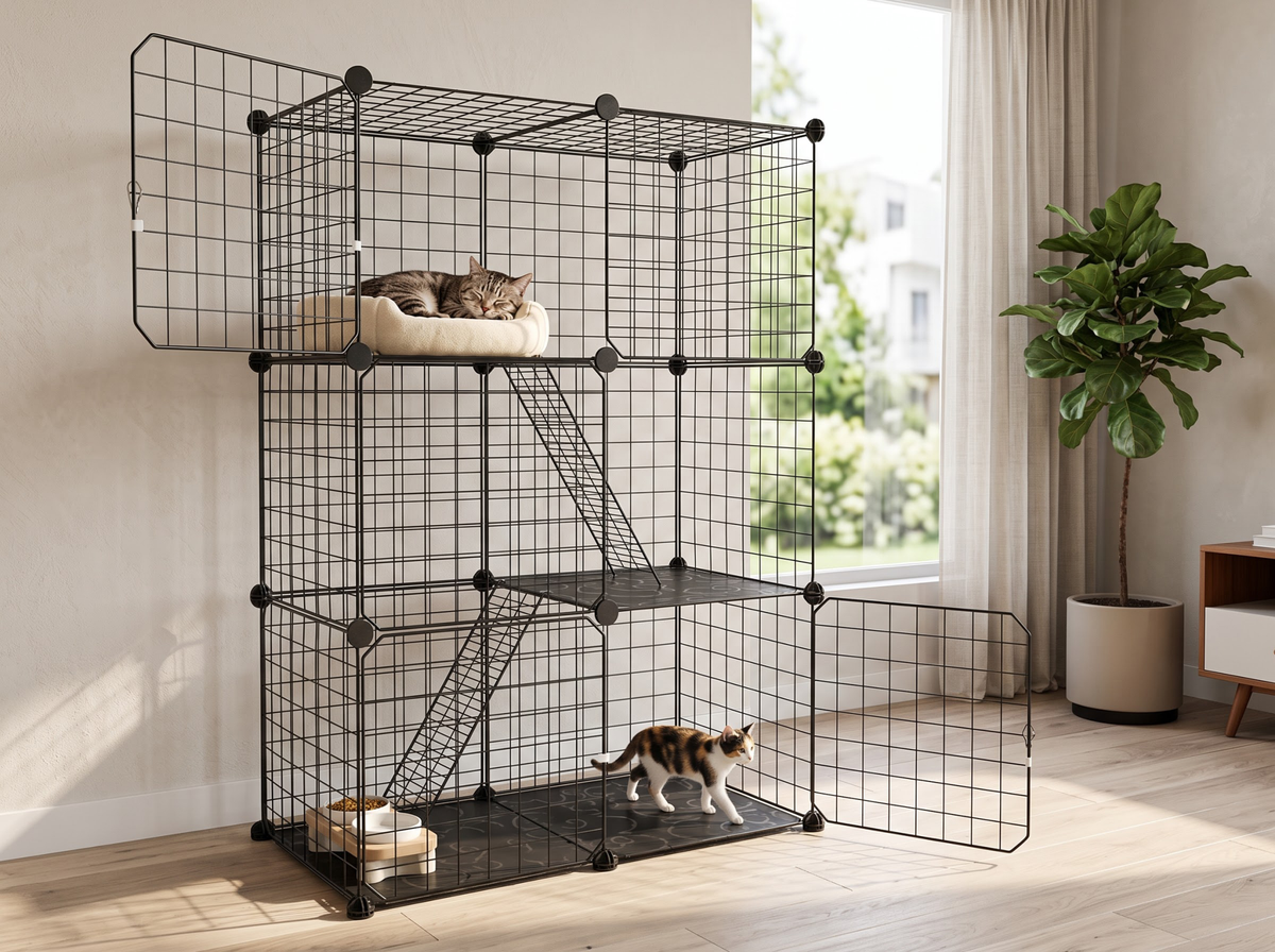 Cat Cage Enclosure Crate 3 Tier Detachable Indoor Pet Cage