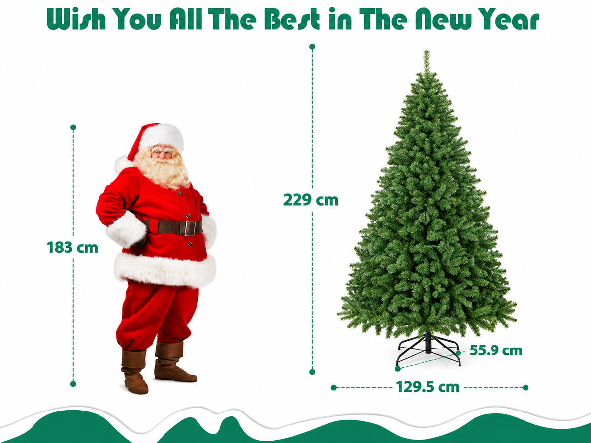 Christmas Tree 7.5FT Artificial Green Tree with Metal Stand