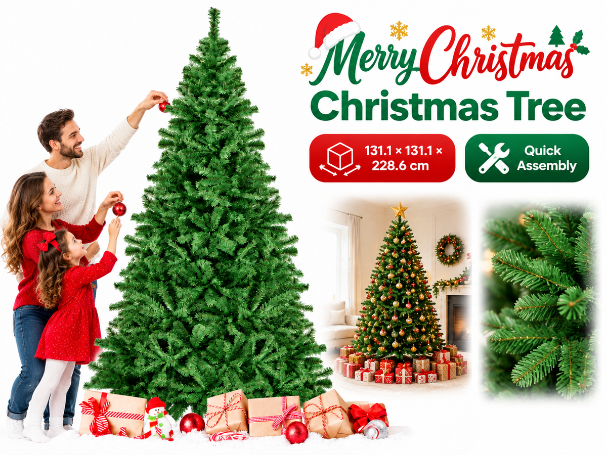 Christmas Tree 7.5FT Artificial Green Tree with Metal Stand