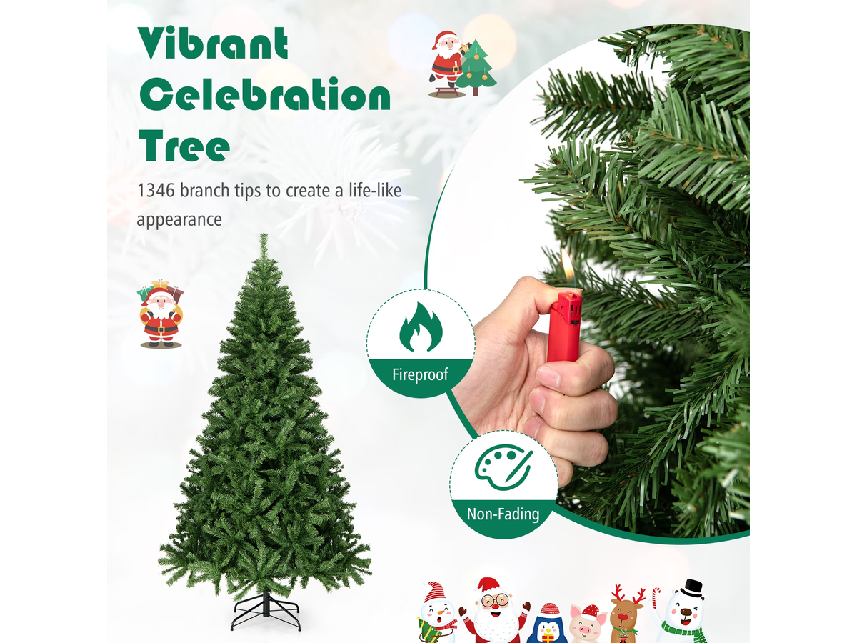 Christmas Tree 7.5FT Artificial Green Tree with Metal Stand