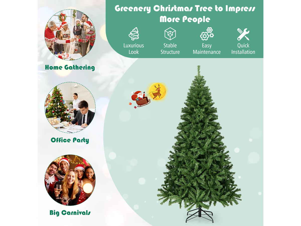 Christmas Tree 7.5FT Artificial Green Tree with Metal Stand