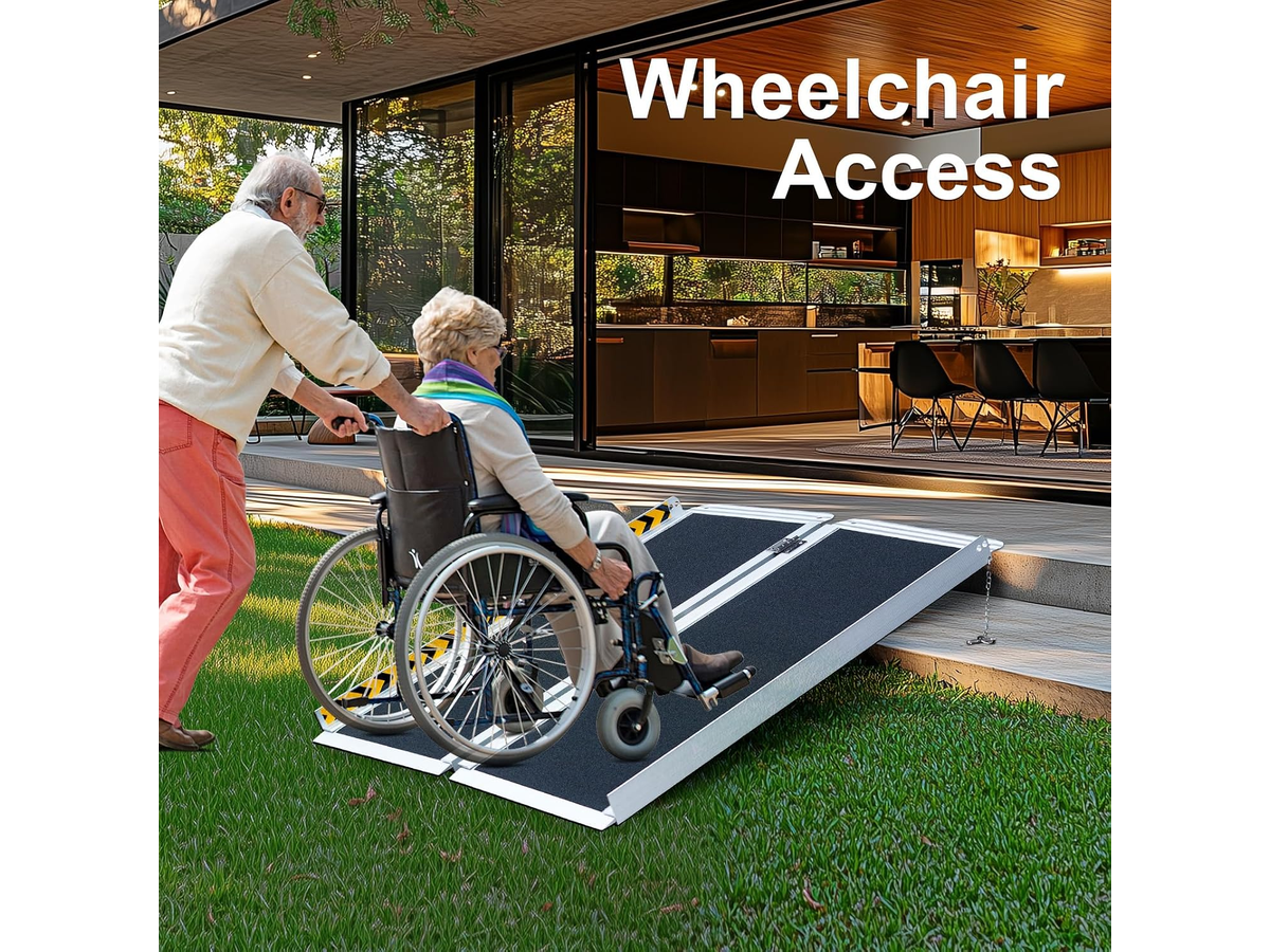 Portable Wheelchair Ramp 4FT Folding Aluminium Mobility Ramp