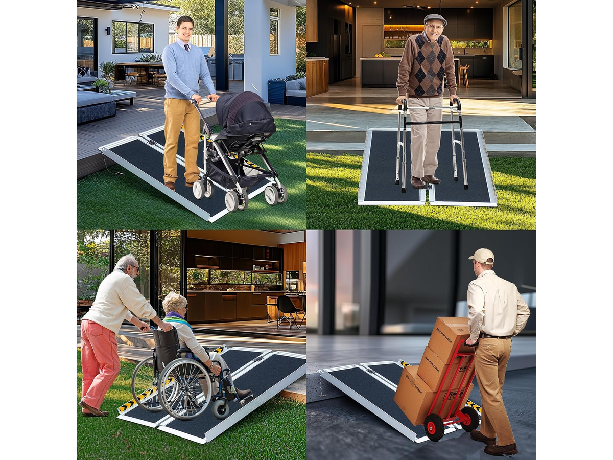 Portable Wheelchair Ramp 4FT Folding Aluminium Mobility Ramp