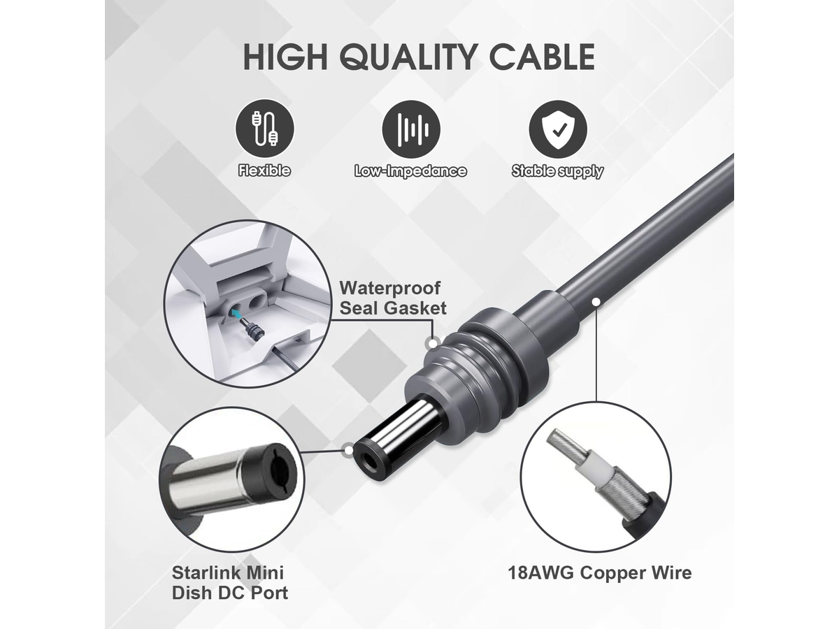 Starlink Mini 3 in 1 DC Power Cable 5M 100W USB C 12V Car Charger