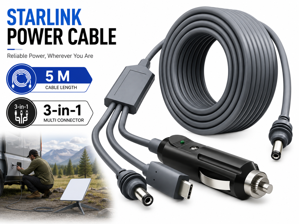 Starlink Mini 3 in 1 DC Power Cable 5M 100W USB C 12V Car Charger