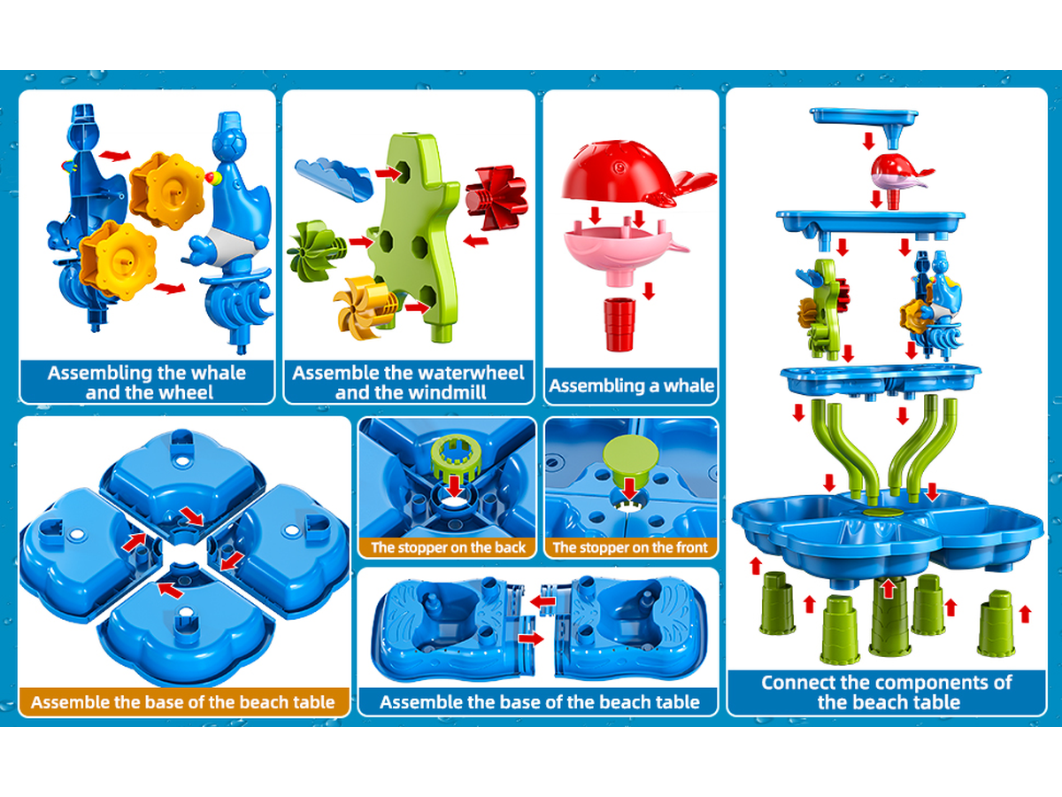 Kids Sand and Water Table 4-Tier Waterfall Sandpit Toys