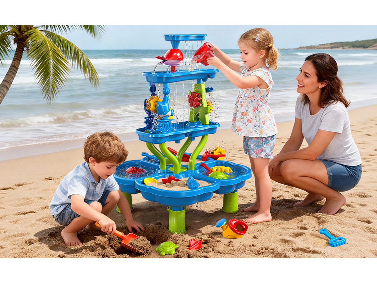 Kids Sand and Water Table 4-Tier Waterfall Sandpit Toys