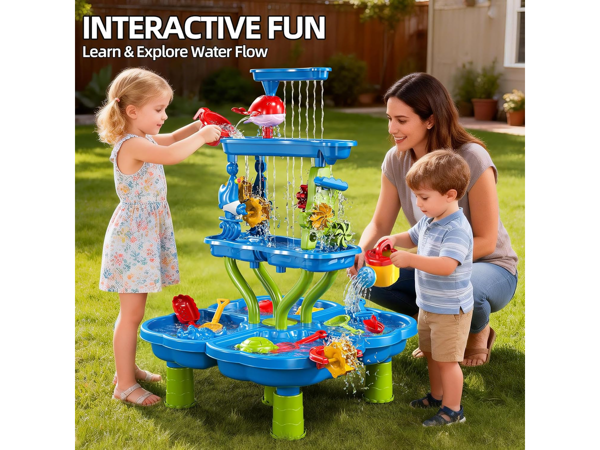Kids Sand and Water Table 4-Tier Waterfall Sandpit Toys