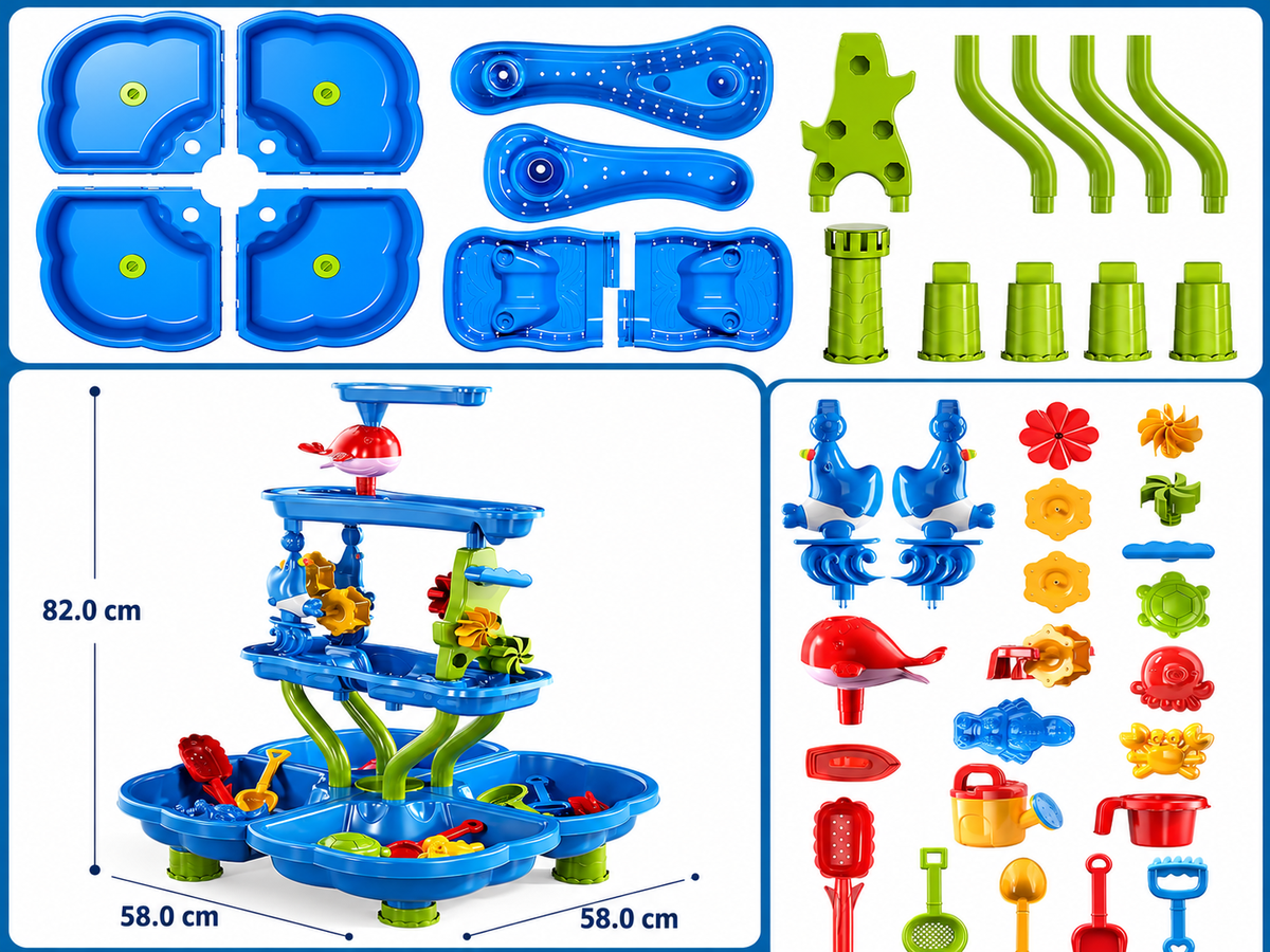 Kids Sand and Water Table 4-Tier Waterfall Sandpit Toys