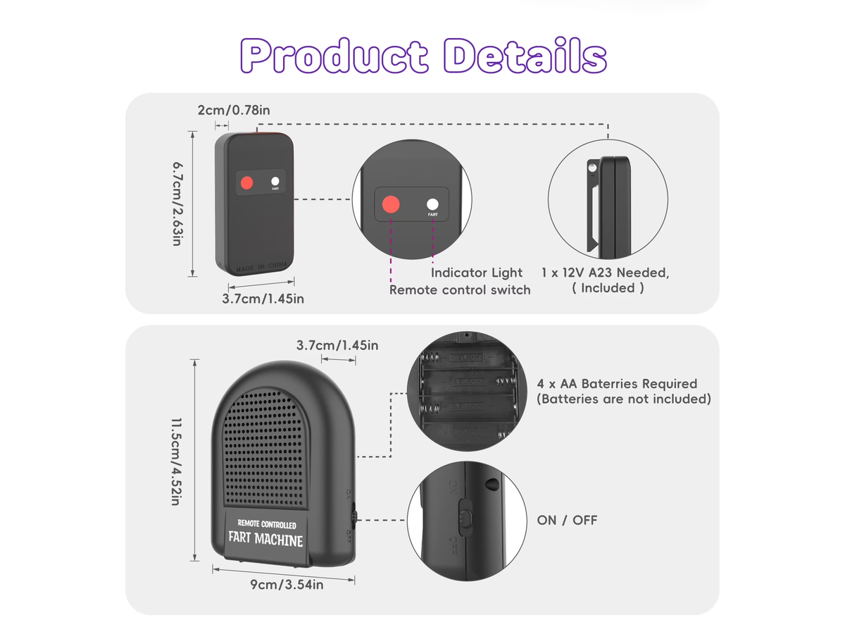 Fart Machine with Remote Control Pocket Size Realistic Sound Prank Maker