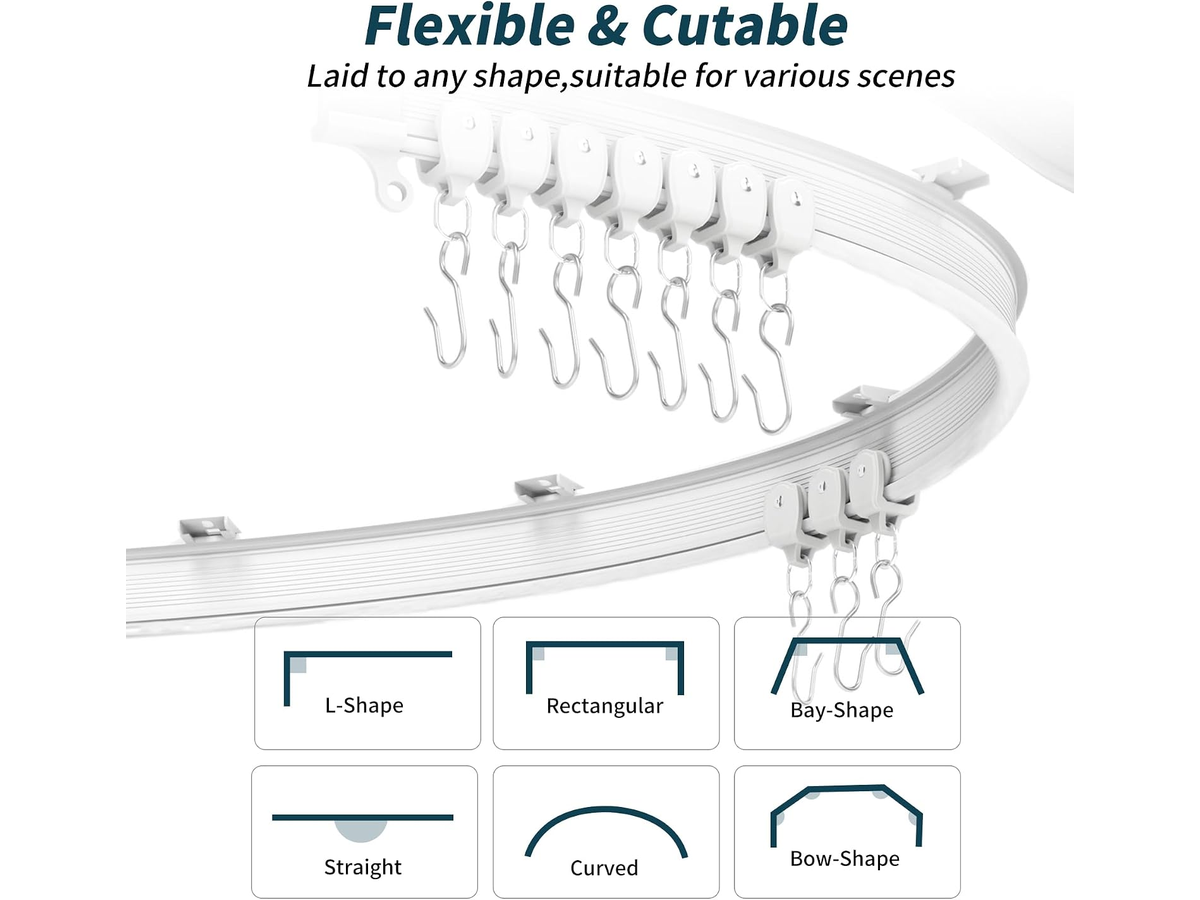 Bendable Ceiling Curtain Track 5M Flexible Ceiling Mount Curtain Rail