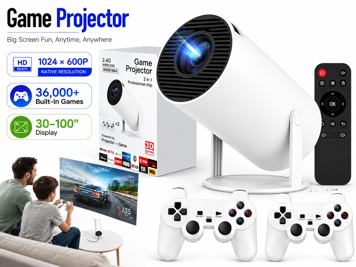 Game Projector 2 Wireless Controllers WiFi Android Projector