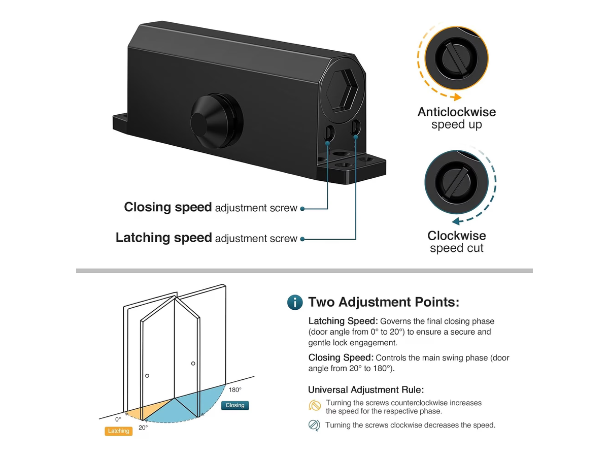 Automatic Door Closer Reversible