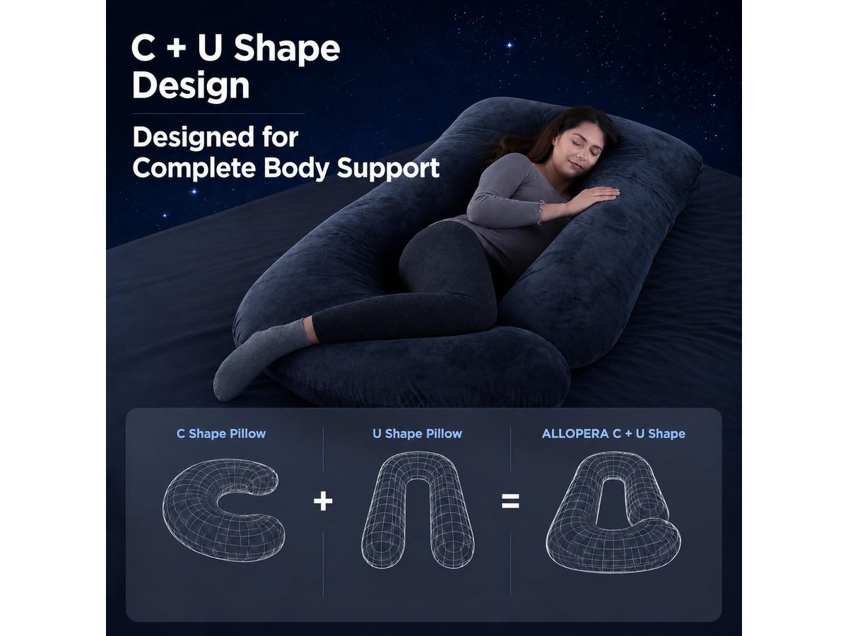 Full Body Maternity Side Sleeper Support with Washable Cover