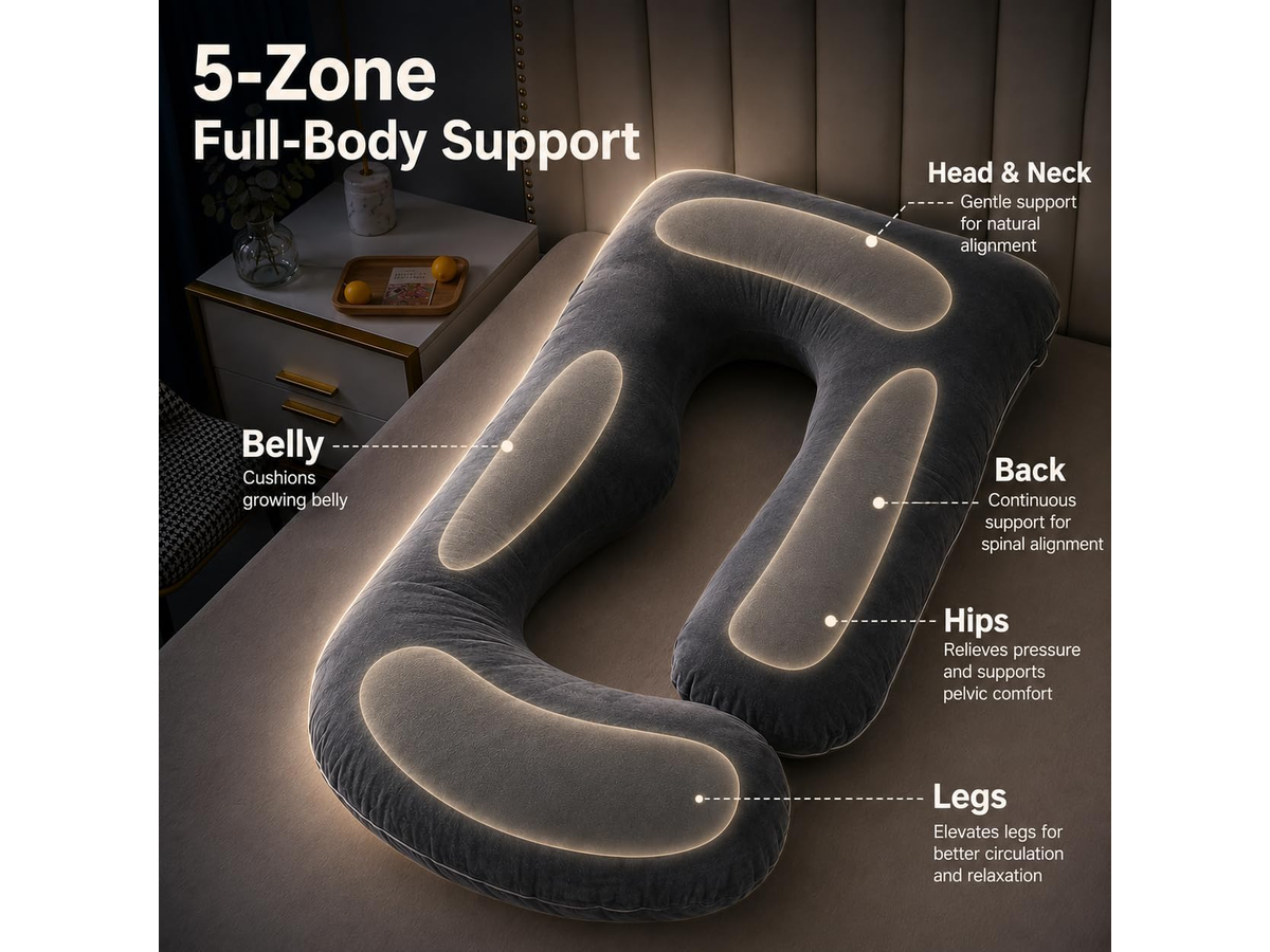 Full Body Maternity Side Sleeper Support with Washable Cover