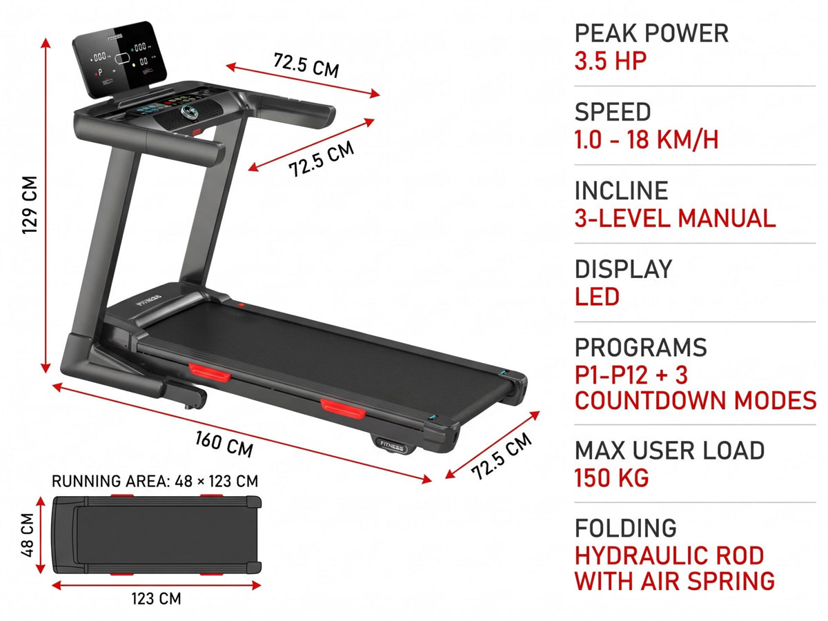 Electric Folding Treadmill 3.5HP