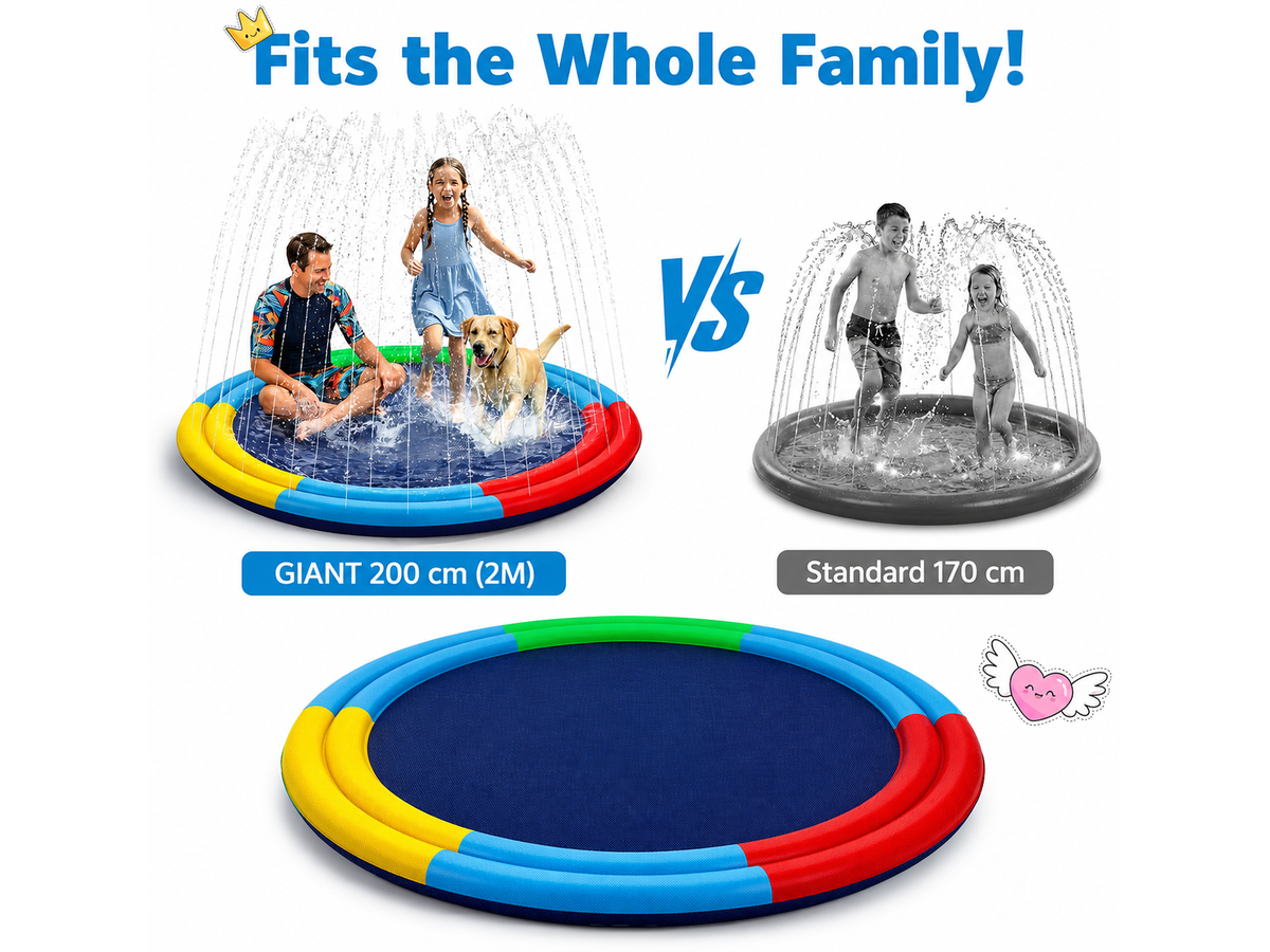 Splash Pad Sprinkler Water Play Mat with Dual Spray Tubes