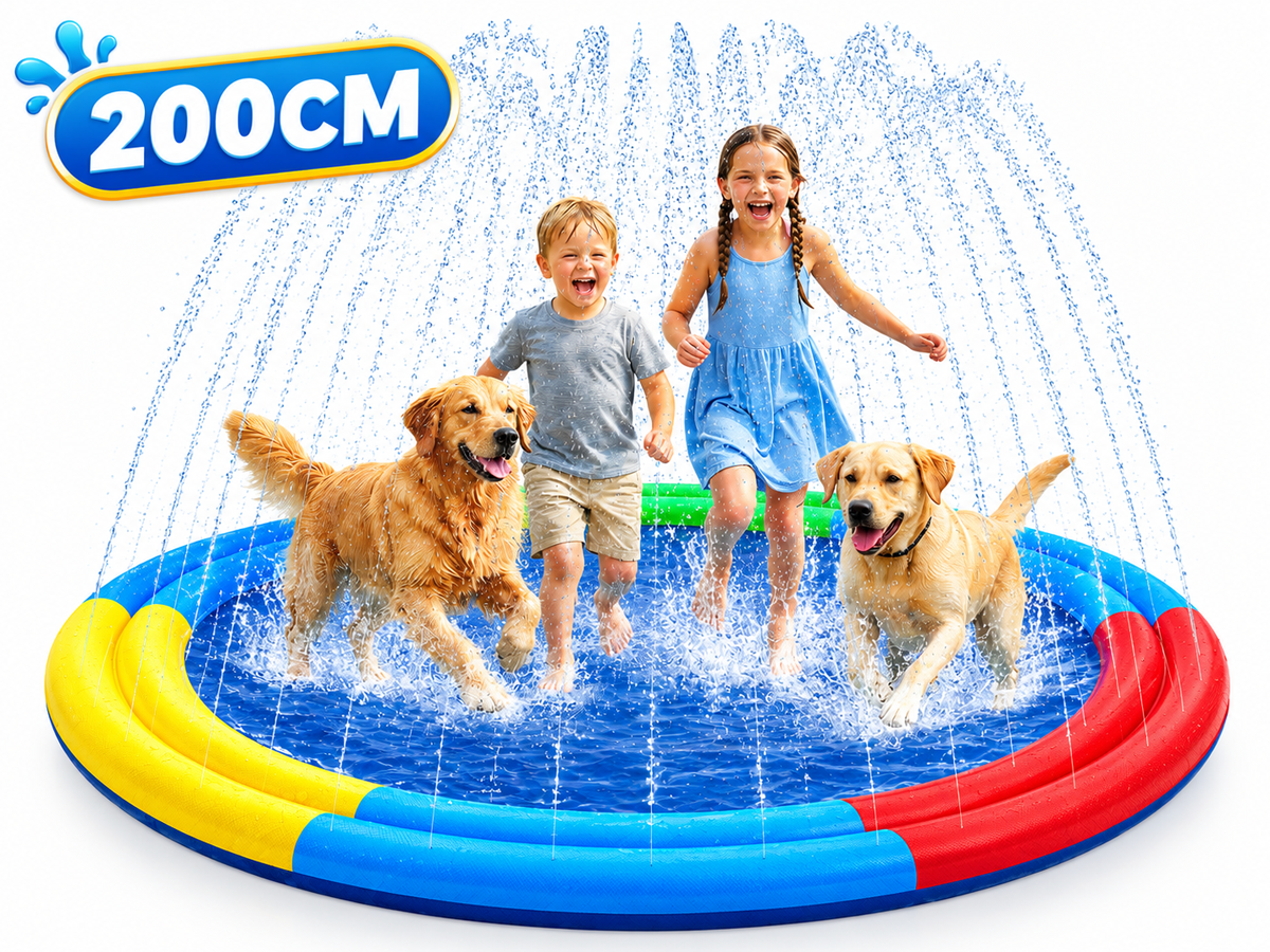 Splash Pad Sprinkler Water Play Mat with Dual Spray Tubes