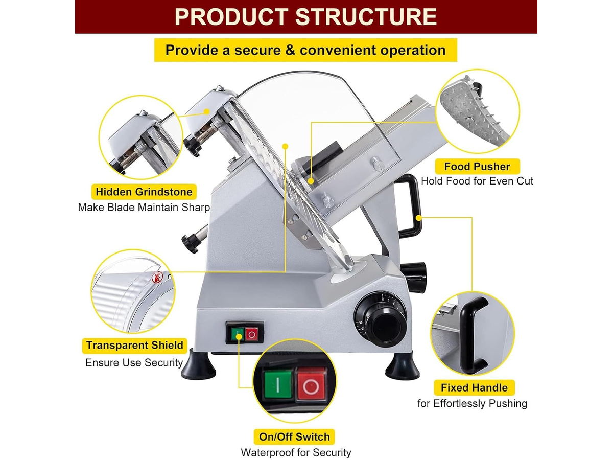 Electric Meat Slicer Machine 10 Inch Food Slicer