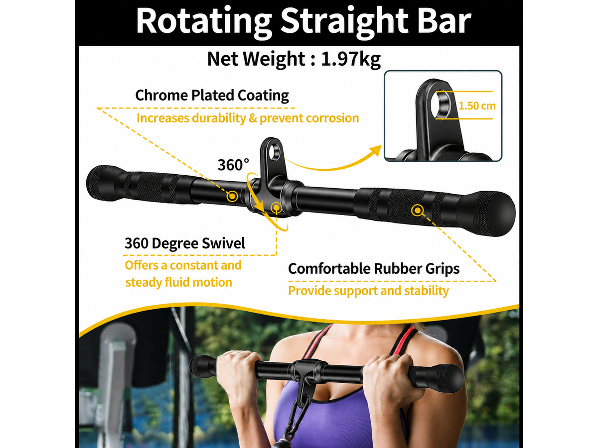 LAT Pulldown Attachments Set Solid Steel Cable Machine Gym Accessories
