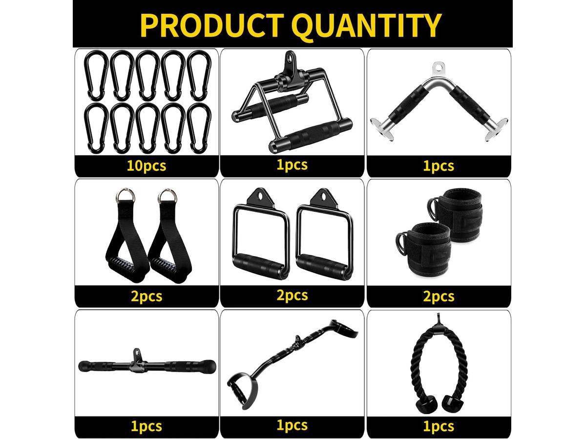 LAT Pulldown Attachments Set Solid Steel Cable Machine Gym Accessories